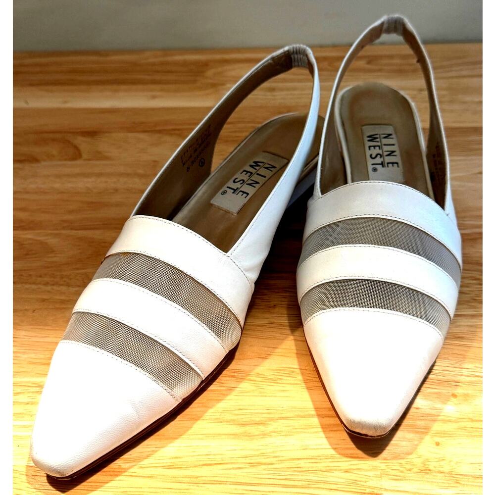 Vintage Rare Nine West Women's Slip On Slingback Low Heels Brown Size 8